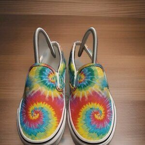 Vans Tie Dye Multicolor Slip-On Skate Shoes Unisex Men 6.5 Women 8 Rainbow